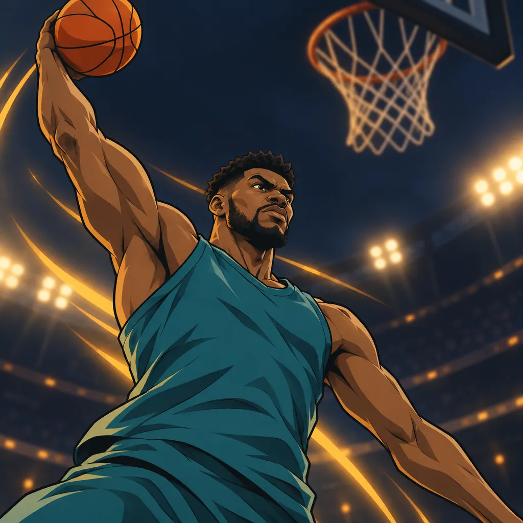 AI-illustratie van Giannis Antetokounmpo